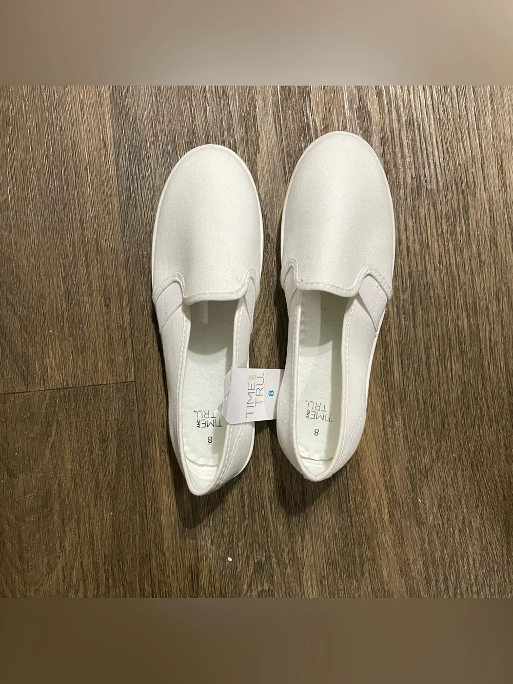 Time and Tru  White Slip-On Canvas Sneakers Size 8 Women